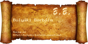 Bulyáki Borbála névjegykártya